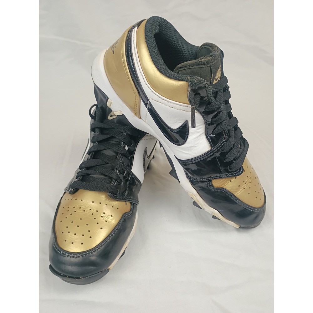 Nike Air Jordan 1 Low MCS Baseball Cleats Gold Black White Kids 688579-002